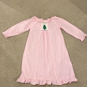 Girl’s Christmas tree smocked nightgown
